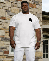 Men's Large Size Spring And Summer Casual Loose Comfortable Simple Chest New York Slogan Print 5 Color Choice Short Sleeve T-Shirt