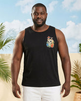 Big & Tall Men's Hawaiian Skull Flower Straw Print Short Sleeve Tee