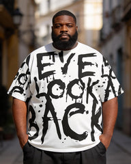 Big & Tall Men's Graffiti "EYE LOOK BACK" Street Art Printed Round Neck Short Sleeve T-Shirt