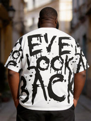 Big & Tall Men's Graffiti "EYE LOOK BACK" Street Art Printed Round Neck Short Sleeve T-Shirt