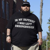 Big & Tall Men’s Casual In My Defense Lettering Short Sleeve T-shirts
